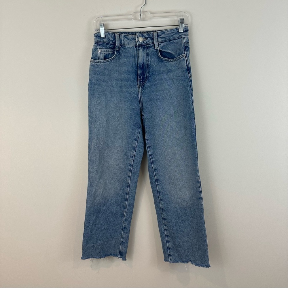 Zara Classic Straight Leg Raw Hem Blue Jeans Size 4 Women's